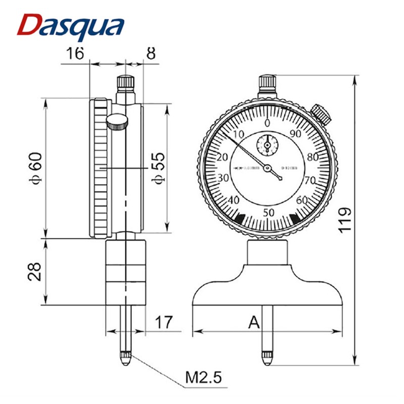 达时科深度百分表带表代表数显带延长杆高精度工业级0.01图2